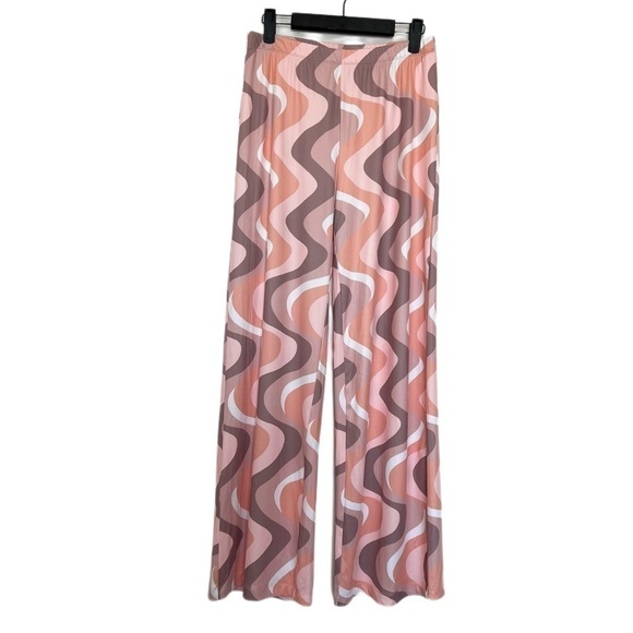 NWT Princess Polly Latiana 70s High Rise Wavy Print Wide Flare Leg Pants Size 8 - Picture 2 of 7